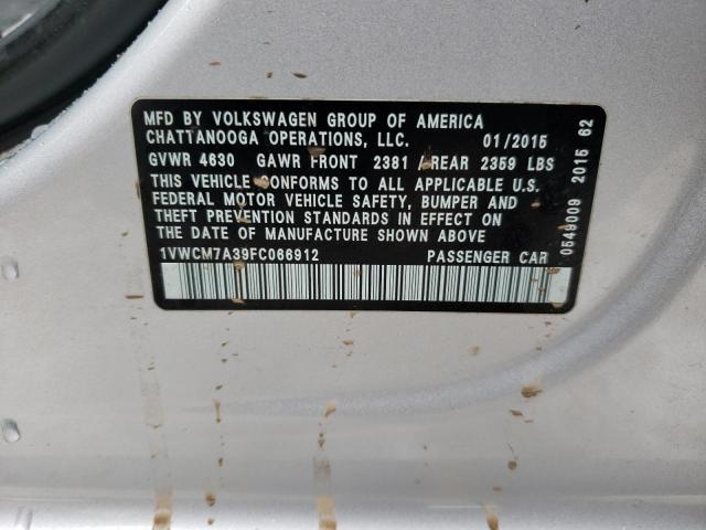 2015 VOLKSWAGEN PASSAT SEL - 1VWCM7A39FC066912