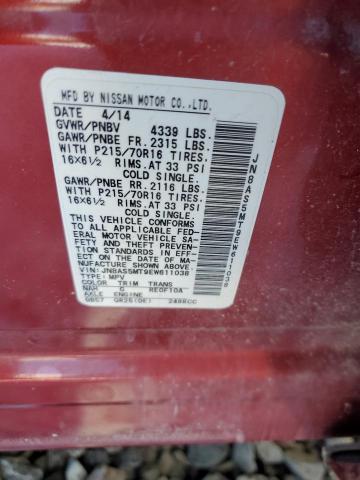 JN8AS5MT9EW611038 Nissan Rogue Select S