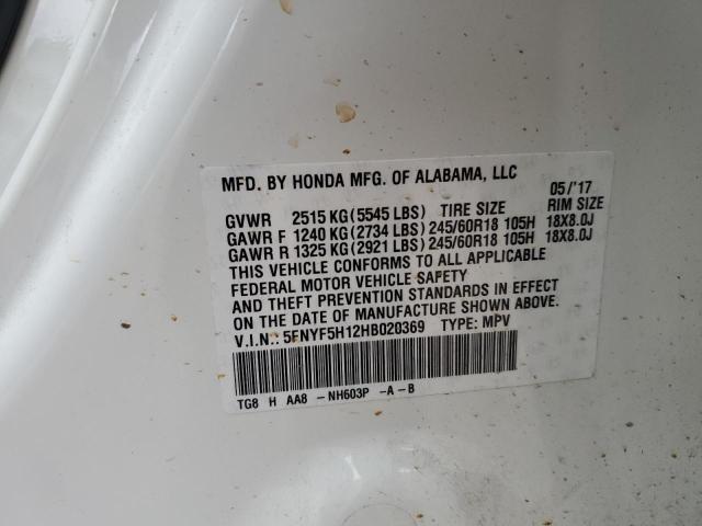 2017 HONDA PILOT LX - 5FNYF5H12HB020369
