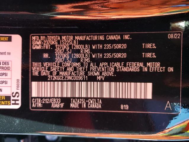 2022 LEXUS NX 350 2T2KGCEZ9NC009611