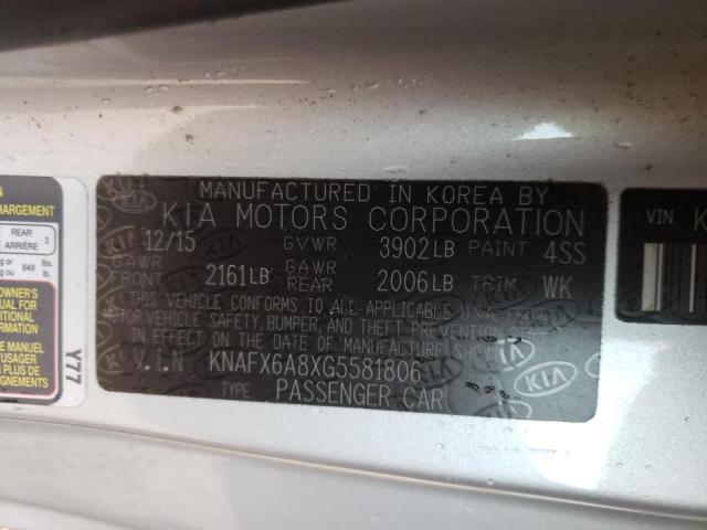 KNAFX6A8XG5581806 KIA FORTE EX