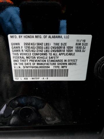 5FNYF6H56LB033594 | 2020 HONDA PILOT EXL