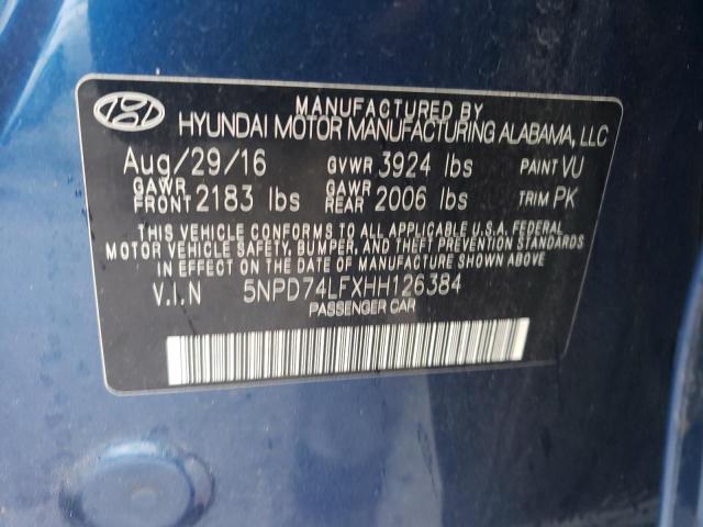2017 HYUNDAI ELANTRA SE 5NPD74LFXHH126384