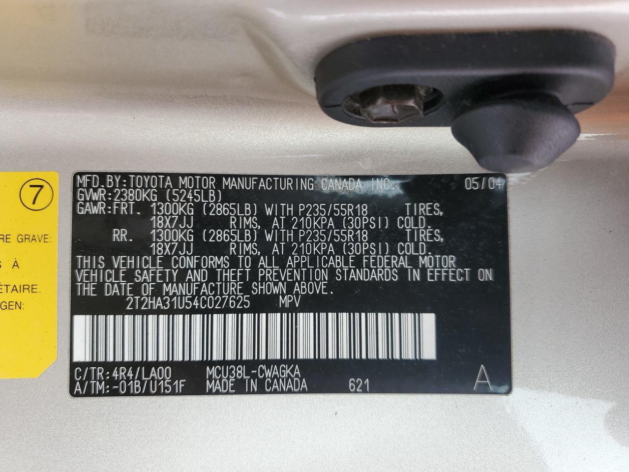 2004 LEXUS RX 330 - 2T2HA31U54C027625