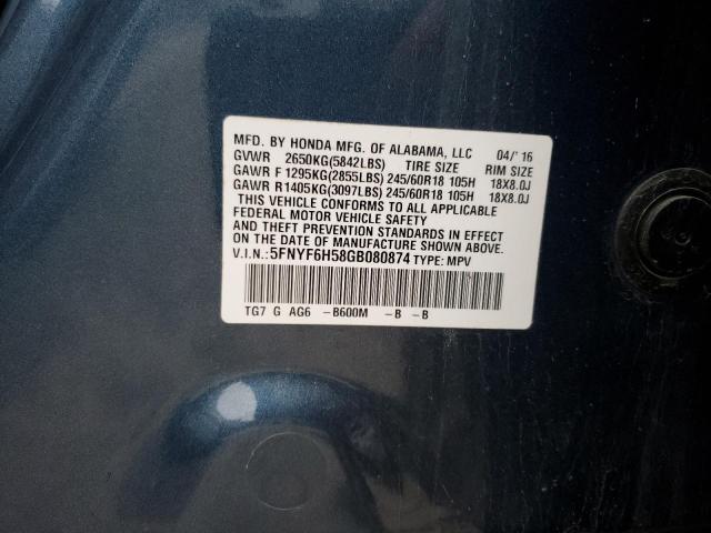 2016 HONDA PILOT EXL - 5FNYF6H58GB080874