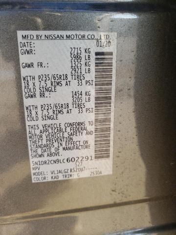 5N1DR2CN9LC602291 Nissan Pathfinder Sl