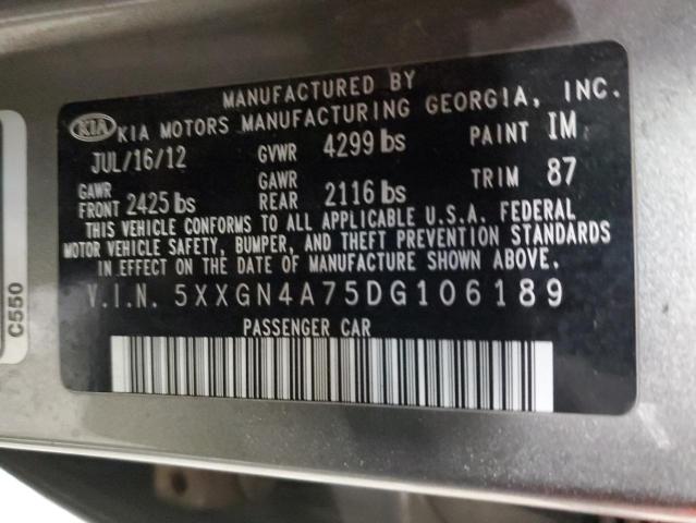 5XXGN4A75DG106189 KIA OPTIMA EX