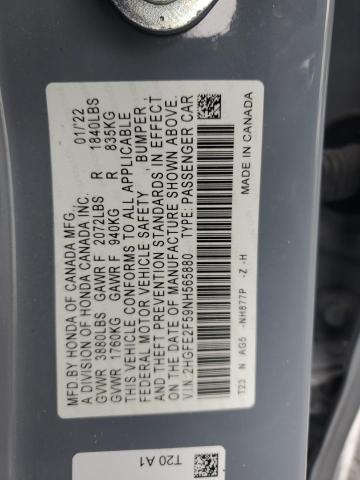 2022 HONDA CIVIC SPOR 2HGFE2F59NH565880