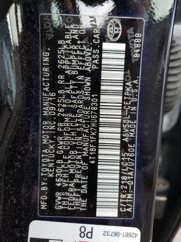 2017 TOYOTA CAMRY XSE 4T1BF1FK7HU678301