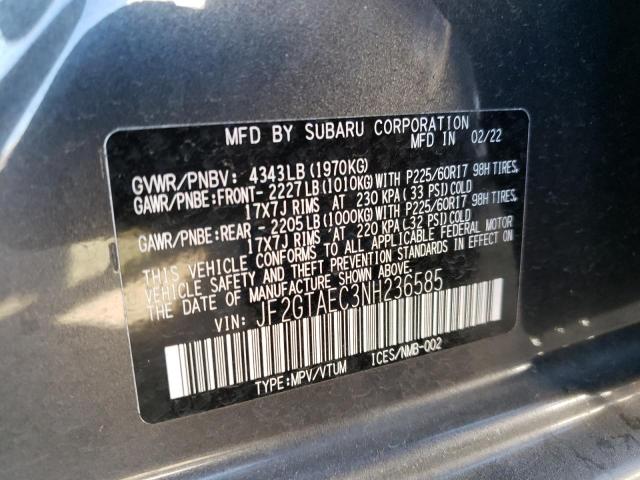 JF2GTAEC3NH236585 Subaru Crosstrek Premium