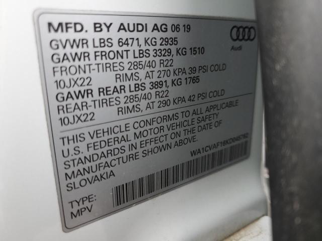 2019 AUDI Q8 PRESTIG - WA1CVAF16KD045762