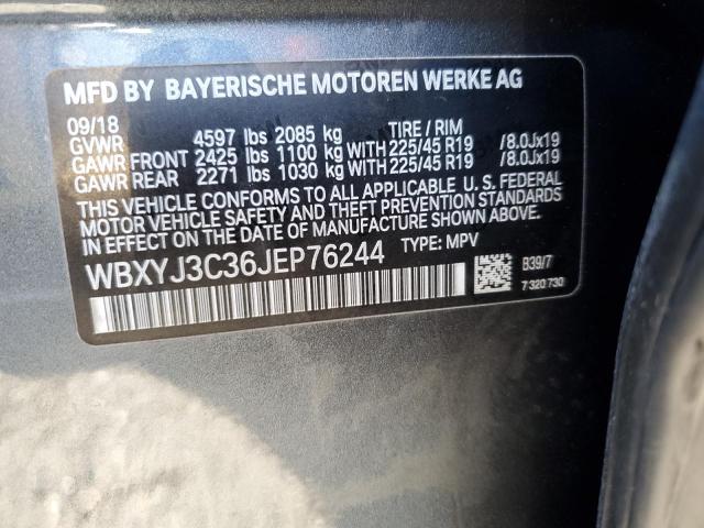 2018 BMW X2 SDRIVE2 WBXYJ3C36JEP76244