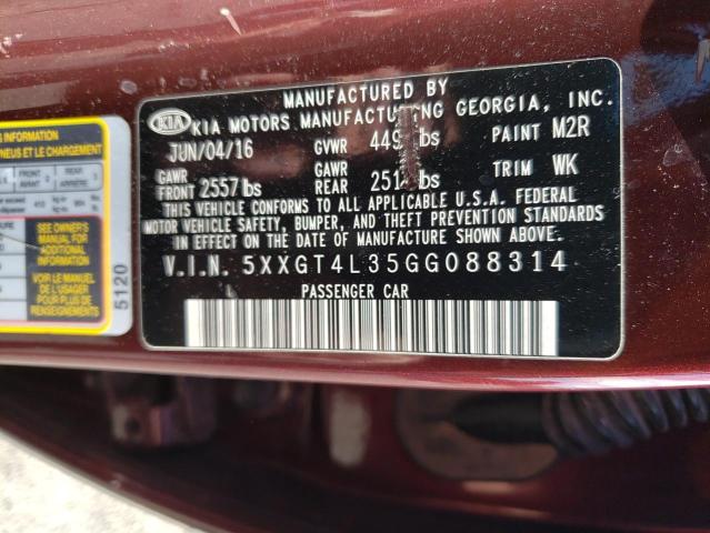 5XXGT4L35GG088314 KIA Optima Lx