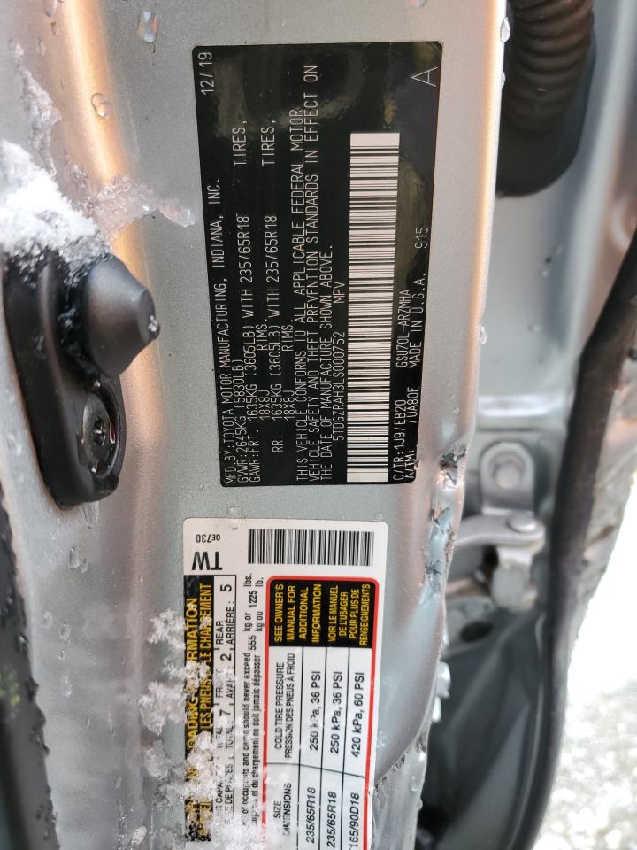 5TDGZRAH3LS000752 TOYOTA HIGHLANDER 2020