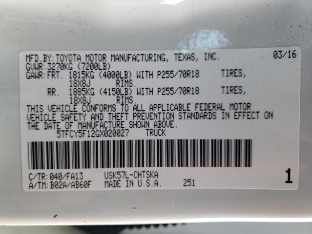2016 TOYOTA TUNDRA DOU - 5TFCY5F12GX020027