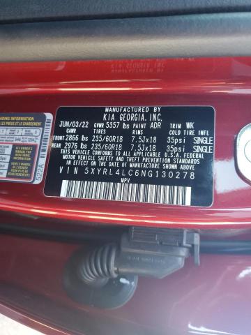 5XYRL4LC6NG130278 KIA SORENTO S