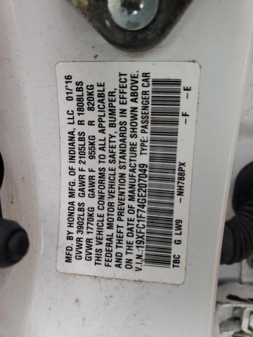 2016 HONDA CIVIC EXL - 19XFC1F74GE207049