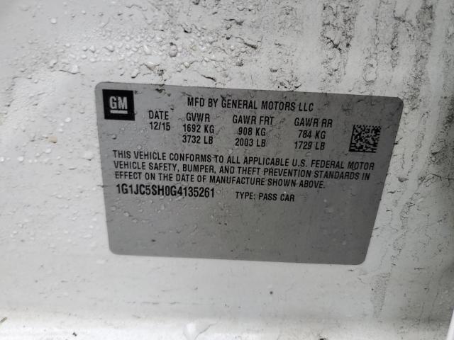 2016 CHEVROLET SONIC LT - 1G1JC5SH0G4135261