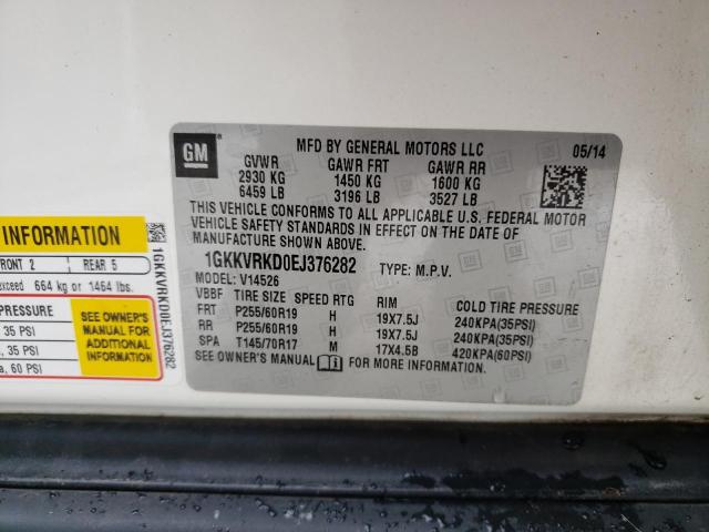 1GKKVRKD0EJ376282 GMC Acadia