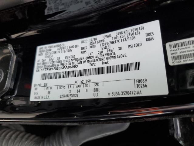 2019 FORD F150 RAPTO - 1FTFW1RG3KFA86953