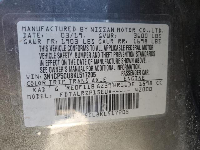 2019 NISSAN KICKS S 3N1CP5CU8KL517205