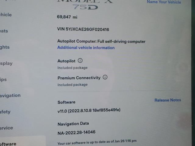 5YJXCAE26GF020416 Tesla MODEL X