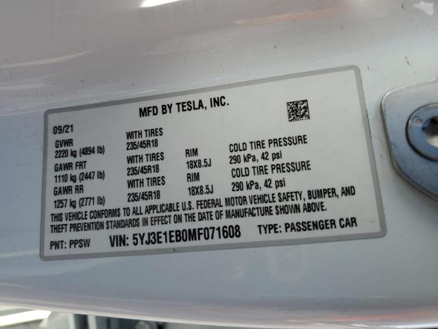 5YJ3E1EB0MF071608 Tesla MODEL 3