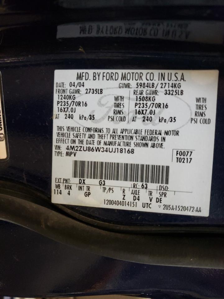 2004 MERCURY MOUNTAINEER - 4M2ZU86W34UJ18168