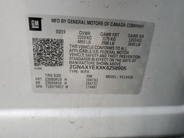 2019 CHEVROLET EQUINOX PR - 2GNAXYEXXK6258905