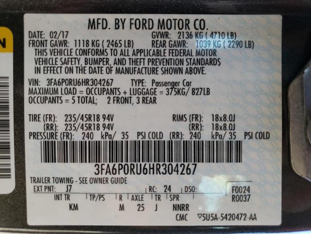 2017 FORD FUSION TIT 3FA6P0RU6HR304267