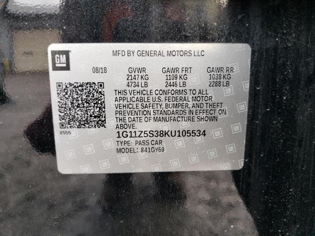 2019 CHEVROLET IMPALA LT - 1G11Z5S38KU105534