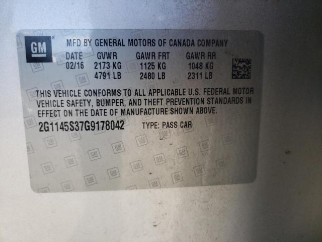 2016 CHEVROLET IMPALA LTZ - 2G1145S37G9178042