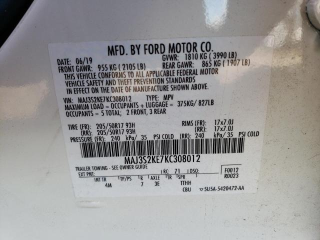 2019 FORD ECOSPORT T - MAJ3S2KE7KC308012