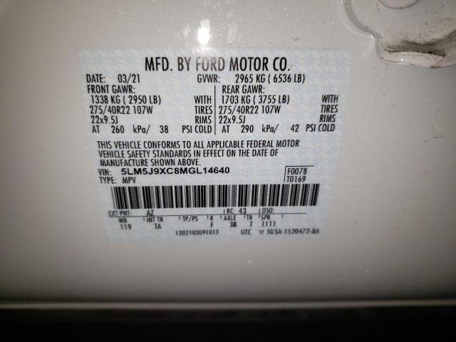 5LM5J9XC8MGL14640 Lincoln Aviator Black Label