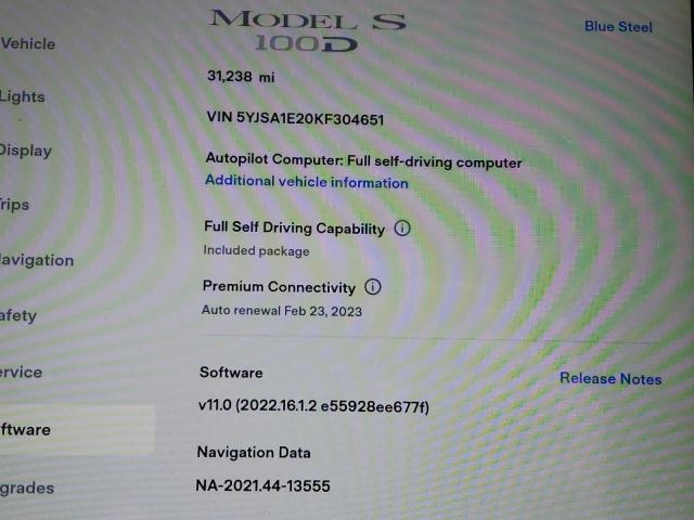 5YJSA1E20KF304651 Tesla MODEL S