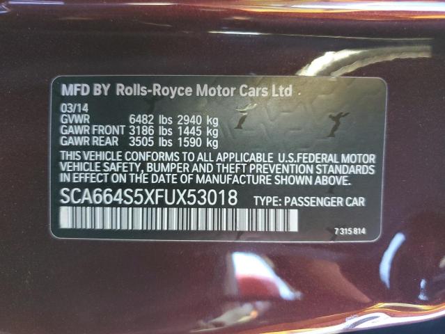 2015 ROLLS-ROYCE GHOST SCA664S5XFUX53018
