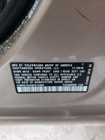 2016 VOLKSWAGEN PASSAT SE - 1VWBS7A33GC014355
