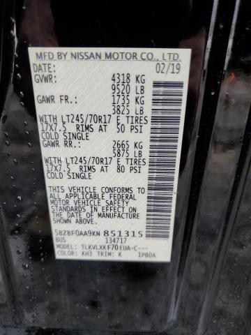 2019 NISSAN NV 3500 - 5BZBF0AA9KN851315