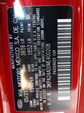 3KPA24AD0ME400208 KIA RIO LX