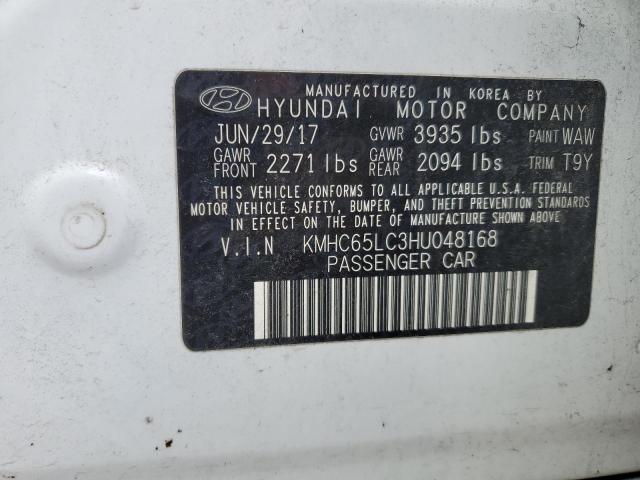 2017 HYUNDAI IONIQ BLUE - KMHC65LC3HU048168