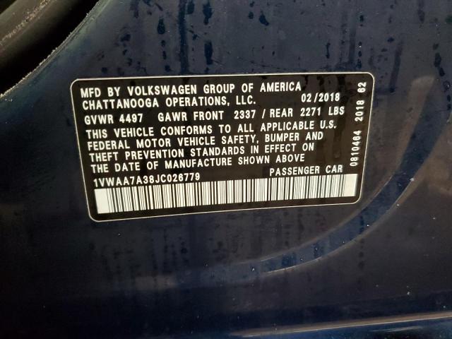 2018 VOLKSWAGEN PASSAT S - 1VWAA7A38JC026779