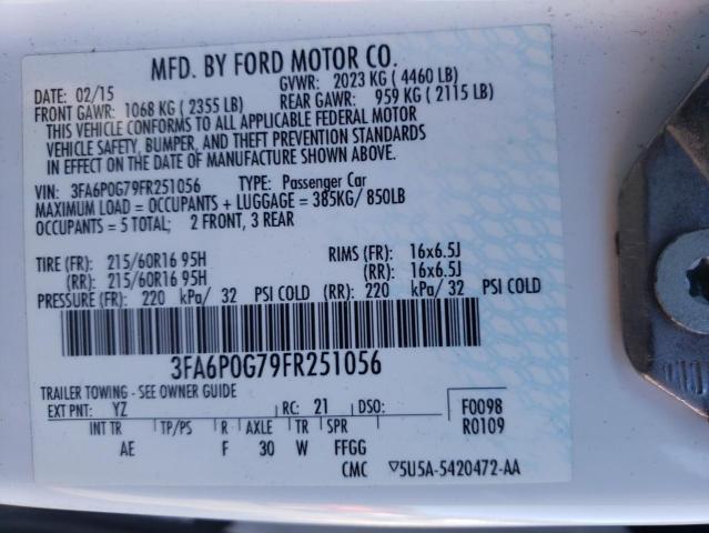 2015 FORD FUSION S - 3FA6P0G79FR251056