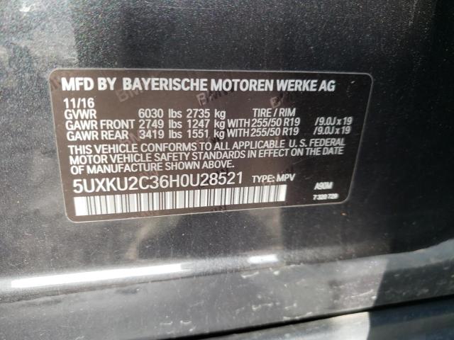 2017 BMW X6 XDRIVE3 - 5UXKU2C36H0U28521