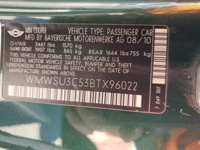 WMWSU3C53BTX96022 Mini Cooper