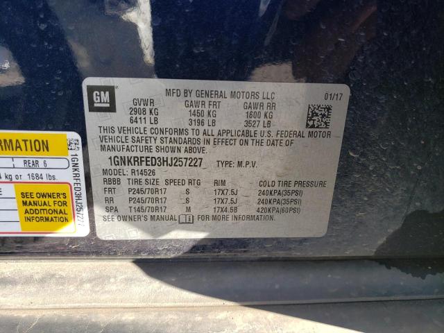 2017 CHEVROLET TRAVERSE L 1GNKRFED3HJ257227