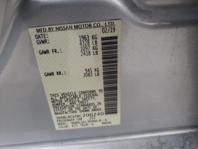 2019 NISSAN ALTIMA SR 1N4BL4CV2KC200240