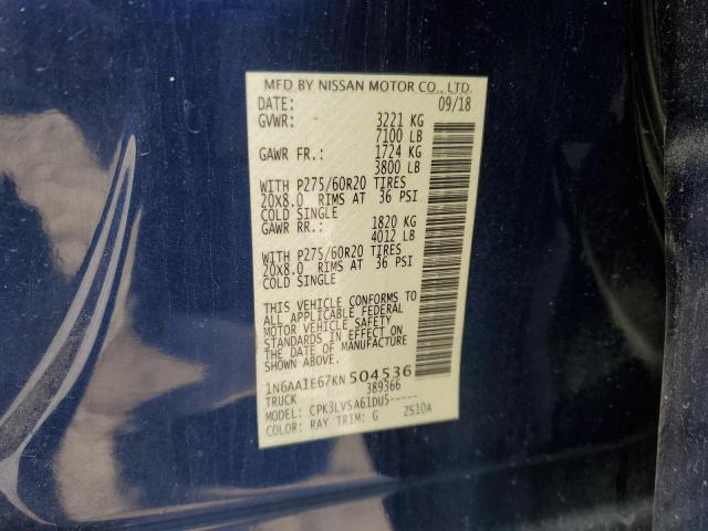 2019 NISSAN TITAN PLAT - 1N6AA1E67KN504536