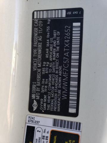 WMWMF7C57ATX42652 Mini COOPER S
