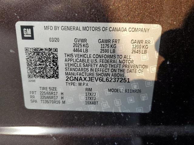 2020 CHEVROLET EQUINOX LT - 2GNAXJEV6L6237251