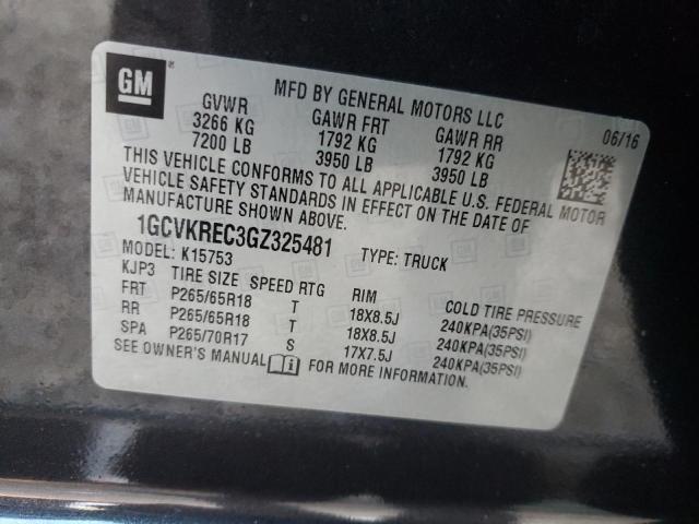 2016 CHEVROLET SILVERADO 1GCVKREC3GZ325481